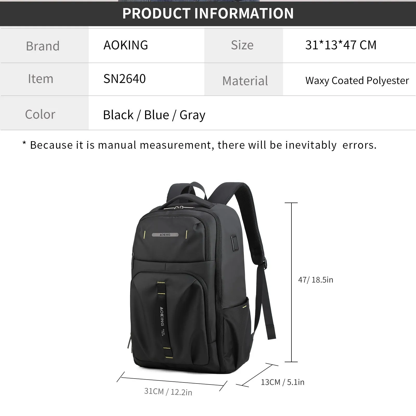 Aoking Backpack Business Laptop Men Backpack SN2640