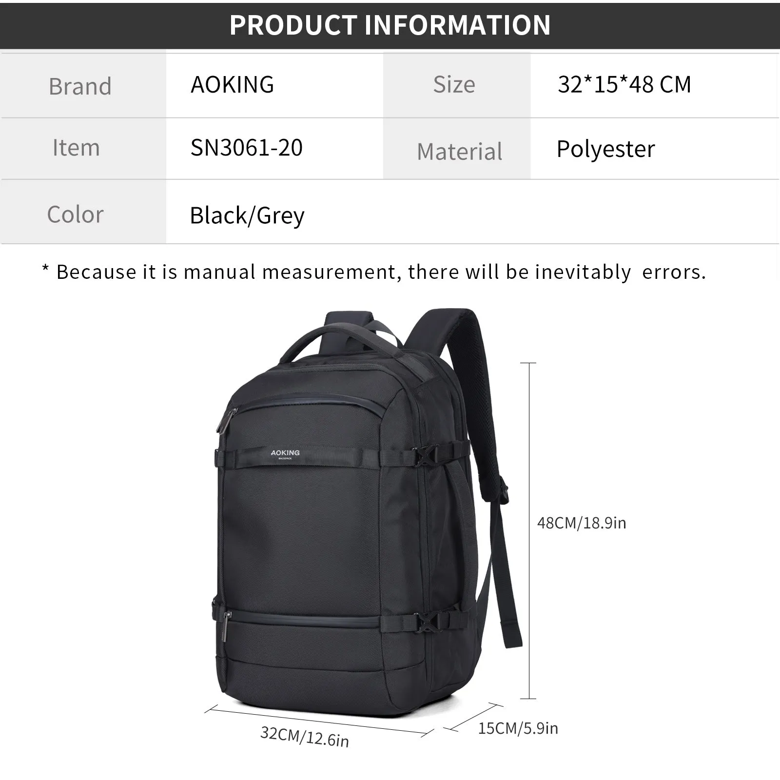 Aoking Fashion Backpack Laptop Business Backpack SN3061-20