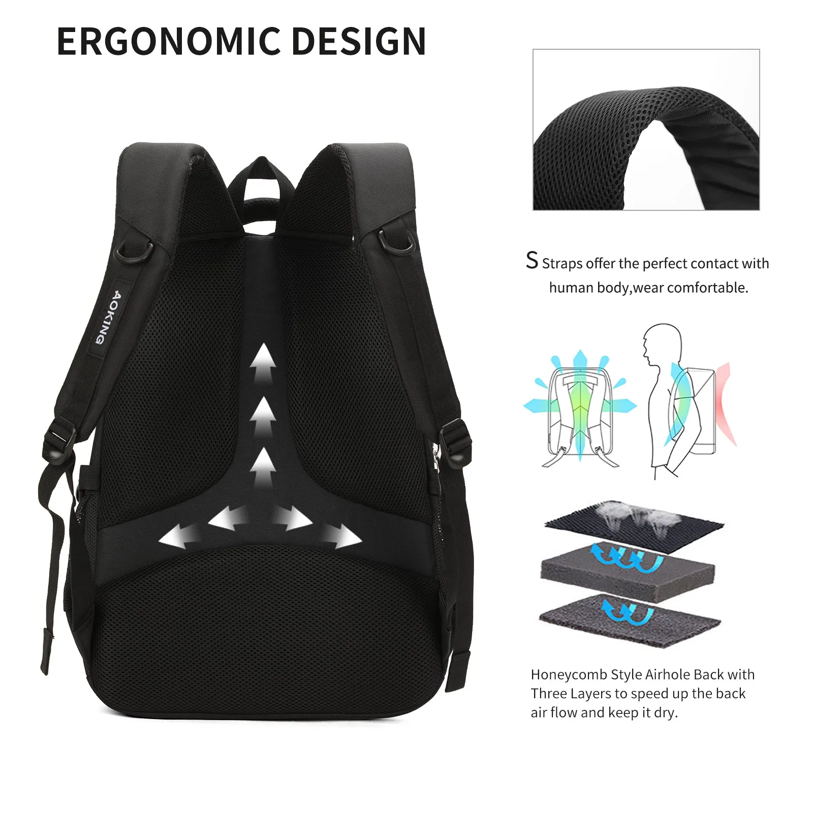 Aoking Fashion Laptop Business Backpack SN67886