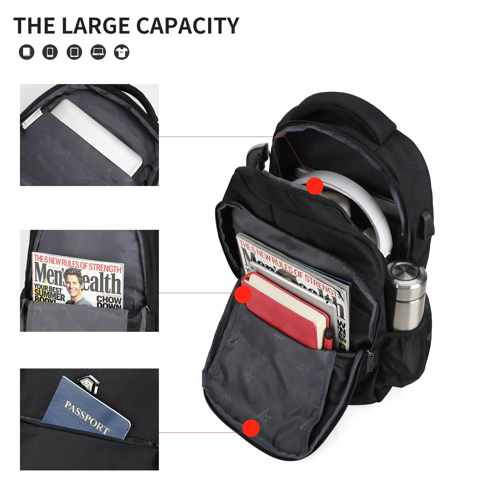 Aoking Fashion Laptop Business Backpack SN86096