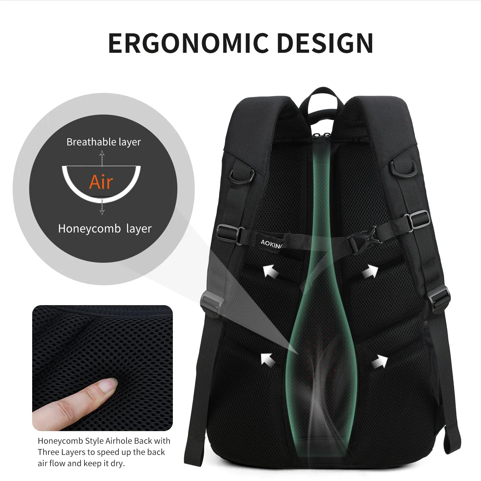 Aoking Large Capacity Laptop Business Backpack SN67732-A