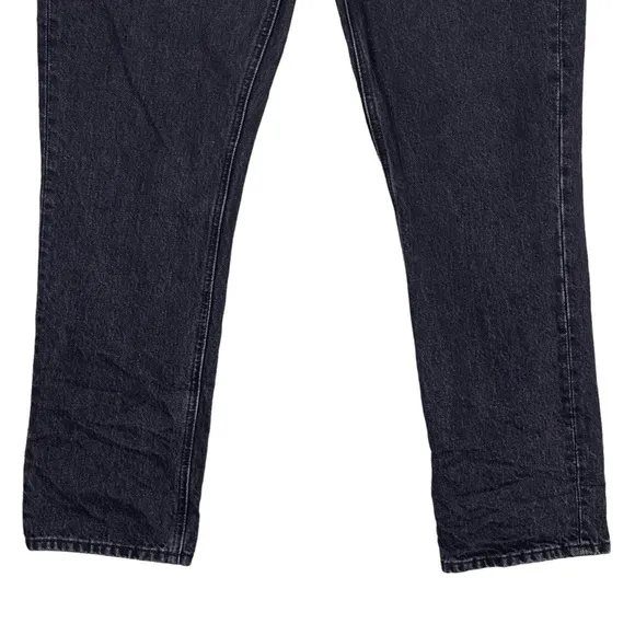 Aritzia Denim Forum Dillon High Rise Slim Jeans 30 Black Button Fly Rigid Denim