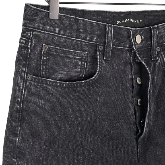 Aritzia Denim Forum Dillon High Rise Slim Jeans 30 Black Button Fly Rigid Denim