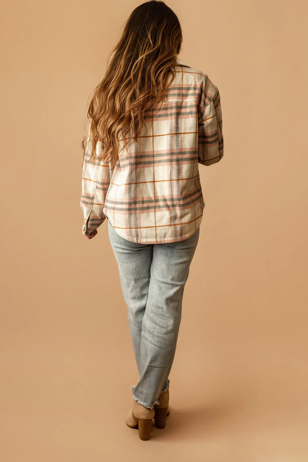 Aspen Sherpa Lined Plaid Shacket (Pink   White)