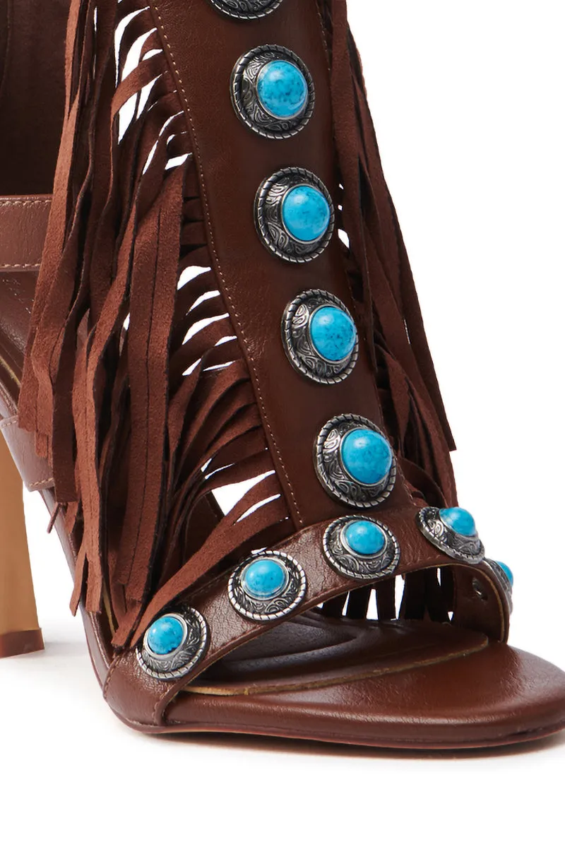 AZALEA WANG SUMAC BROWN WESTERN SANDAL
