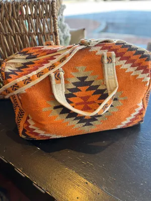 Aztec Print Duffle Bag - Orange