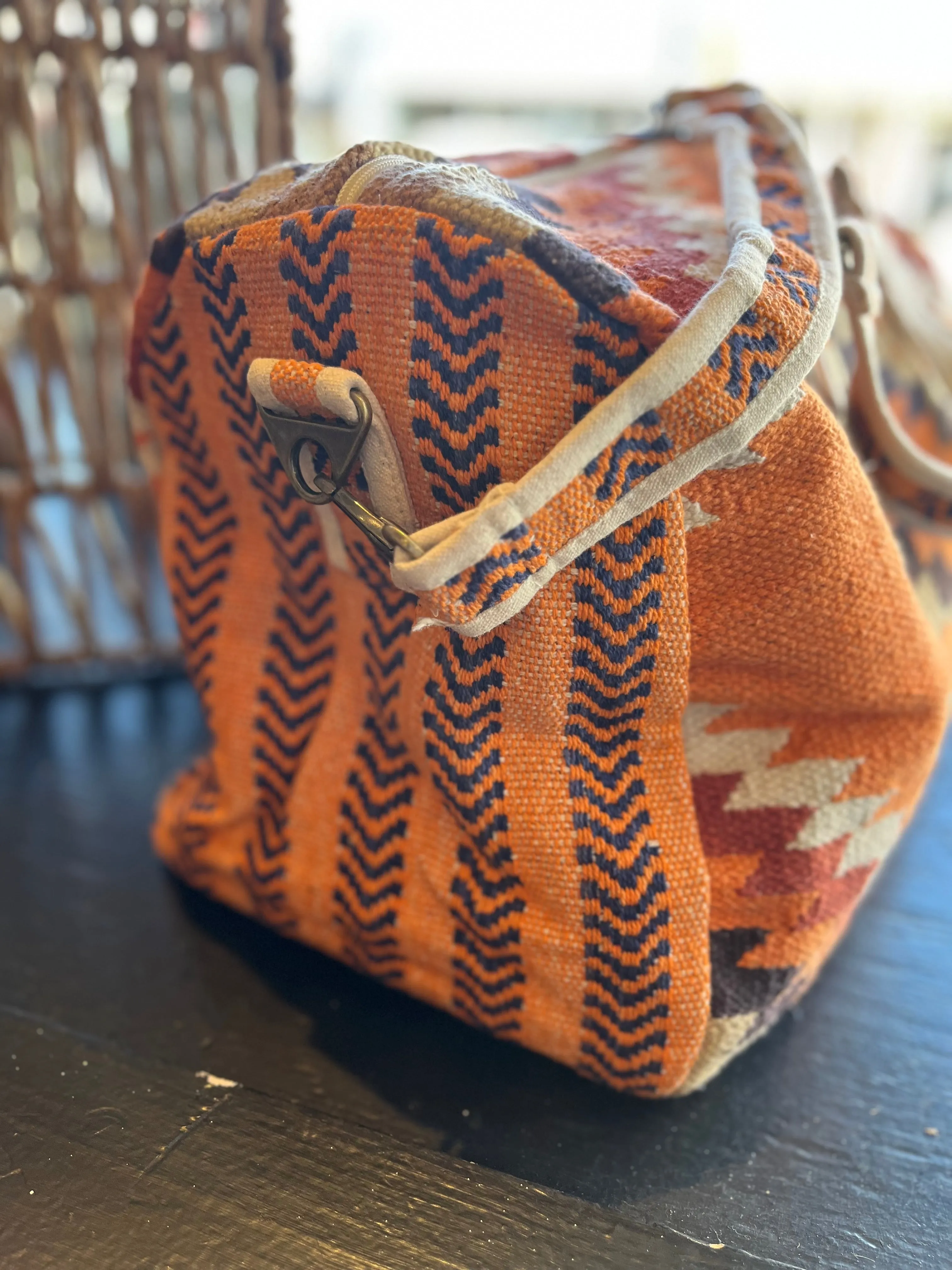 Aztec Print Duffle Bag - Orange