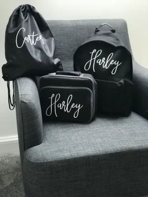 Backpacks, lunchboxes and gym bags