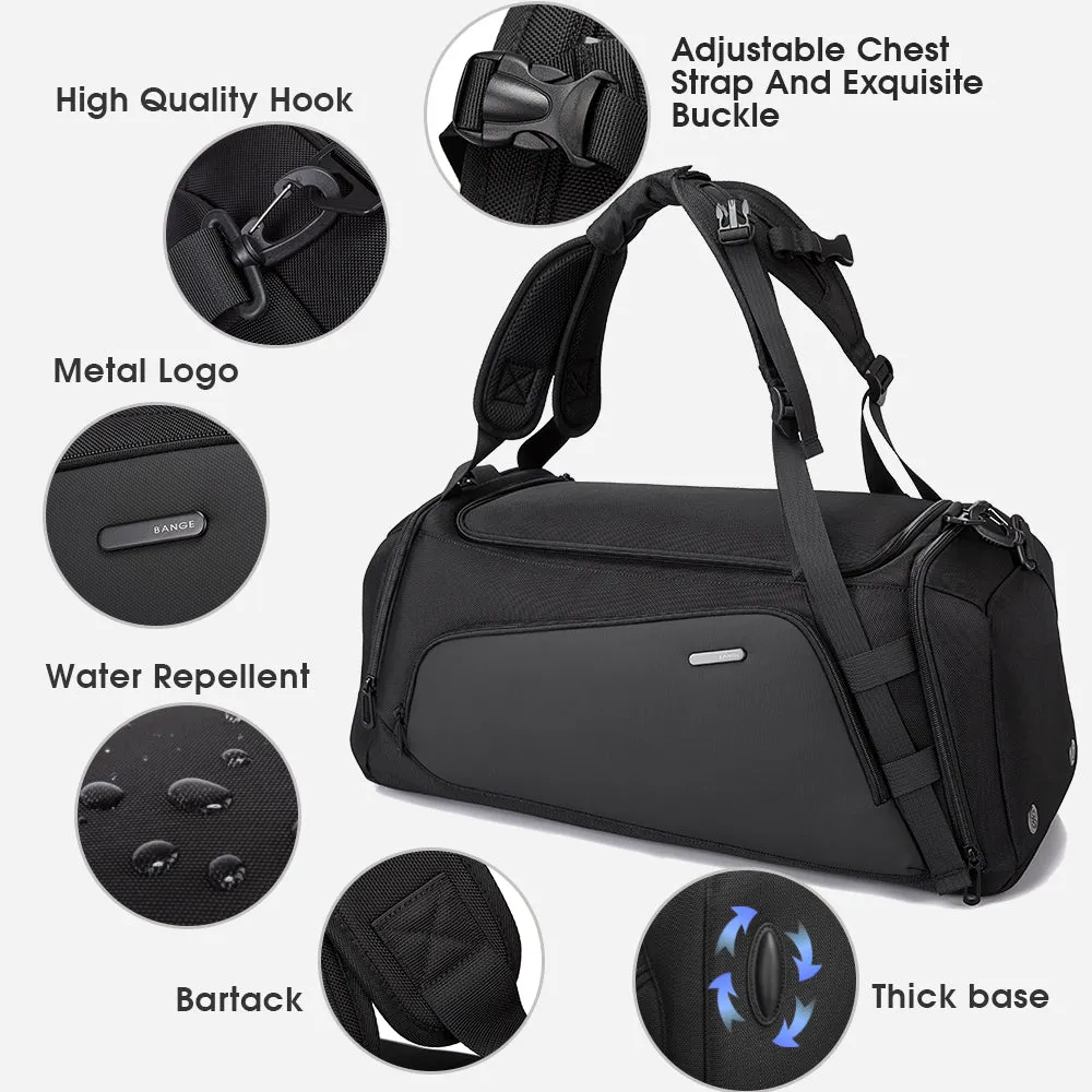BANGE Gym Bag For Men,Dry And Wet Depart Pocket Sports Duffel Backpack With Shoes Compartment,Short-Distance Trip Duffel Gym Bag for Men Women