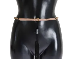 Beige Leather Gold Chain Belt
