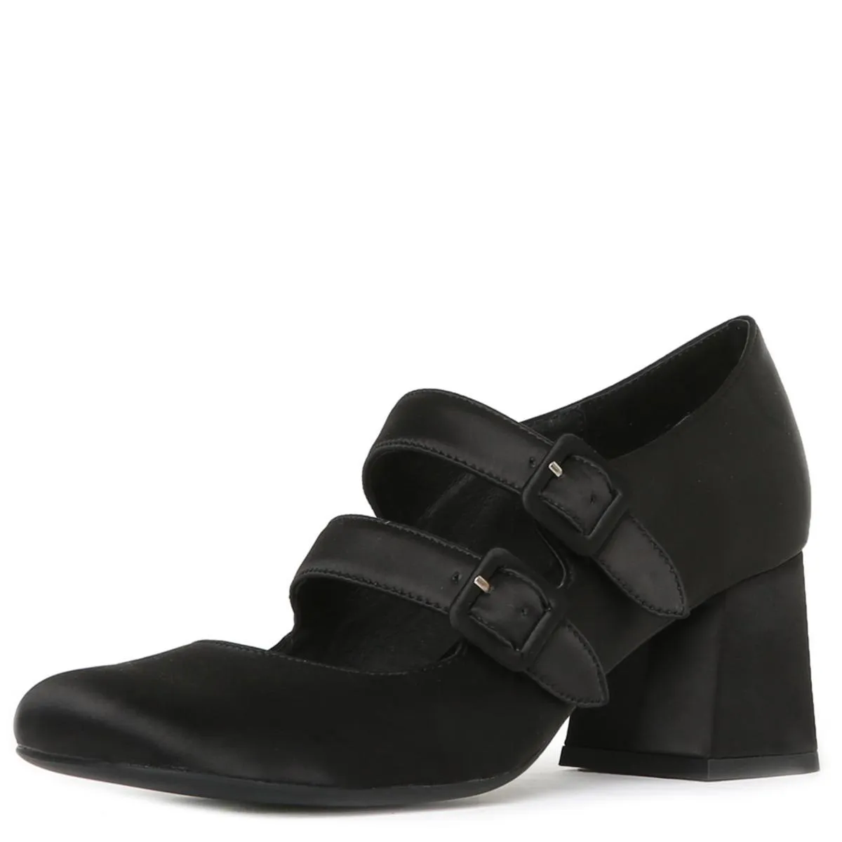 Bickle Black Satin Heels