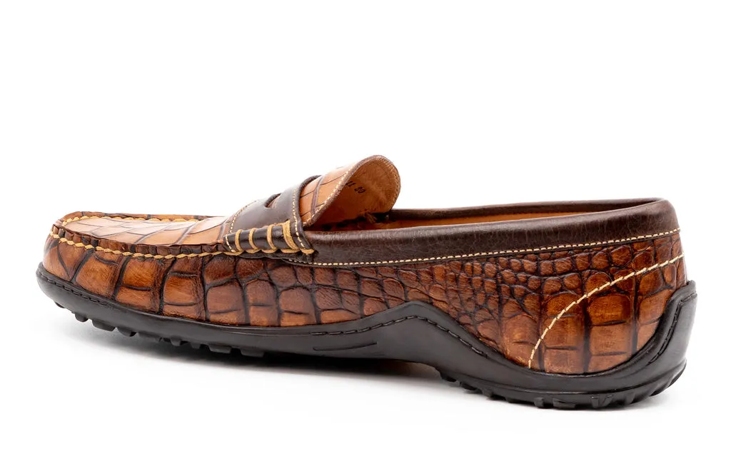Bill Penny Loafers in Chestnut Alligator Grain Leather