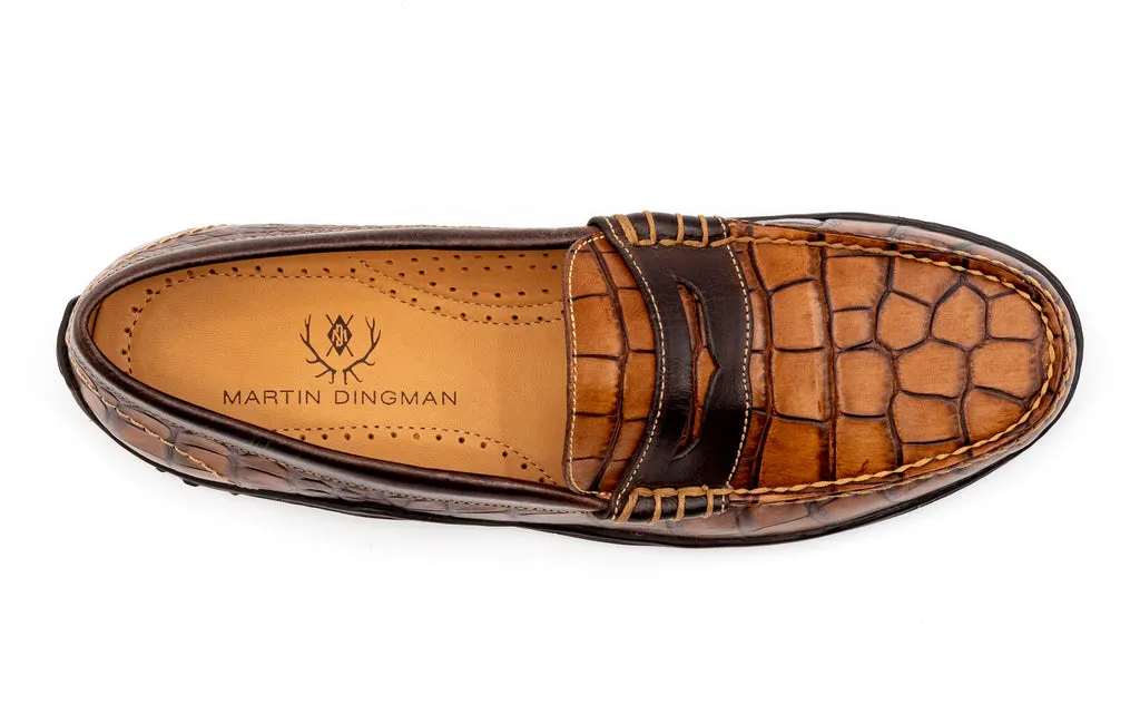 Bill Penny Loafers in Chestnut Alligator Grain Leather