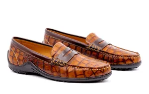 Bill Penny Loafers in Chestnut Alligator Grain Leather