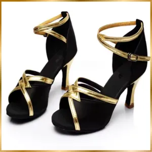 Black & Gold Kitten Heels