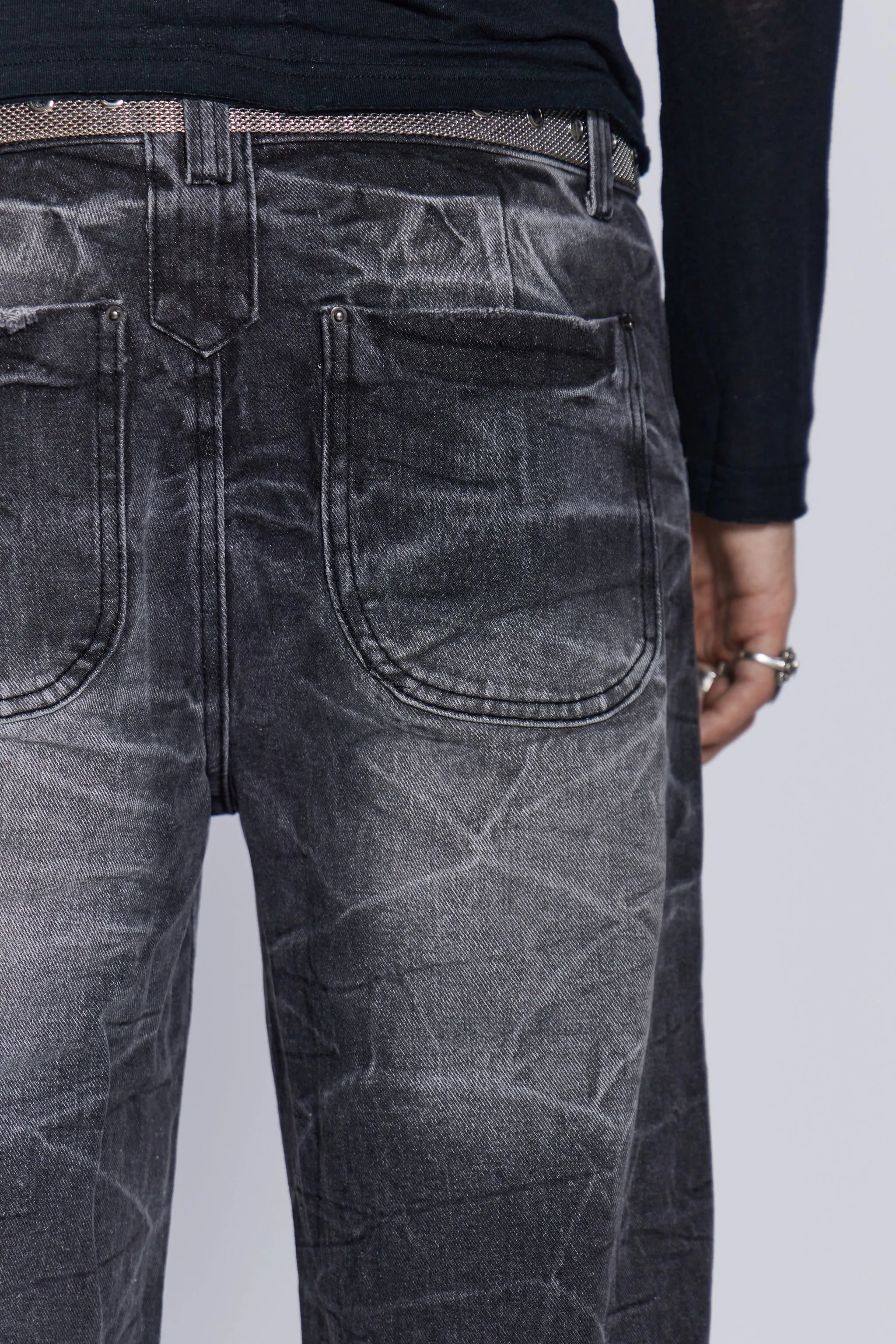 Black Crease Blaze Flared Jeans