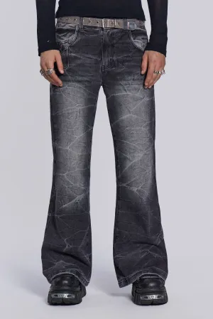 Black Crease Blaze Flared Jeans