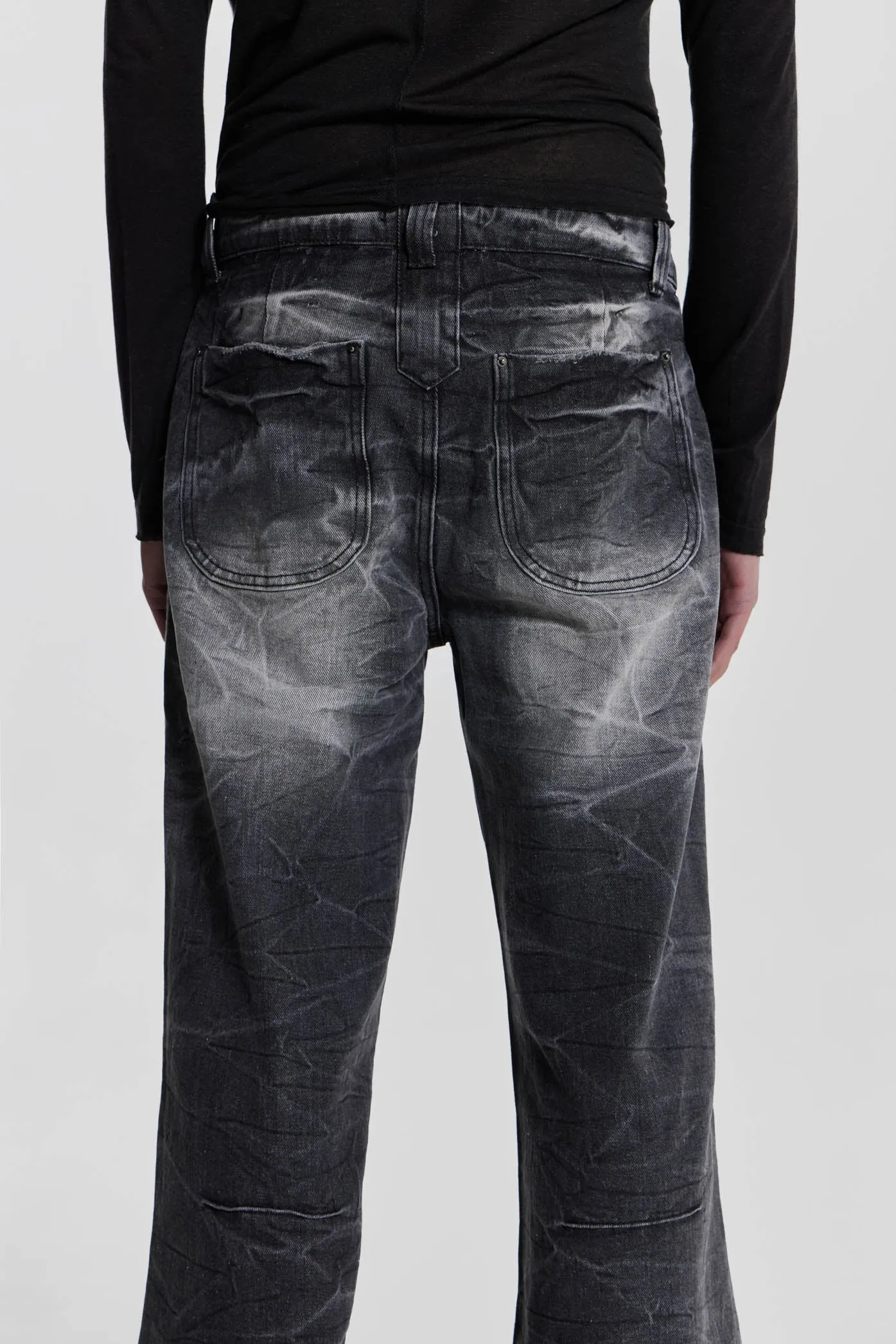 Black Crease Blaze Flared Jeans