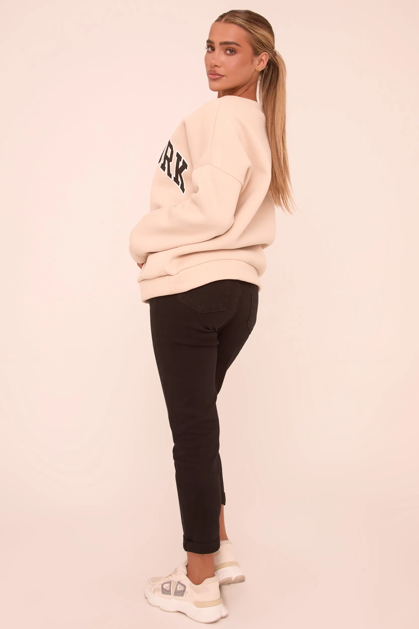 Black High Waist Stretch Turn Up Hem Mom Jeans - Corra