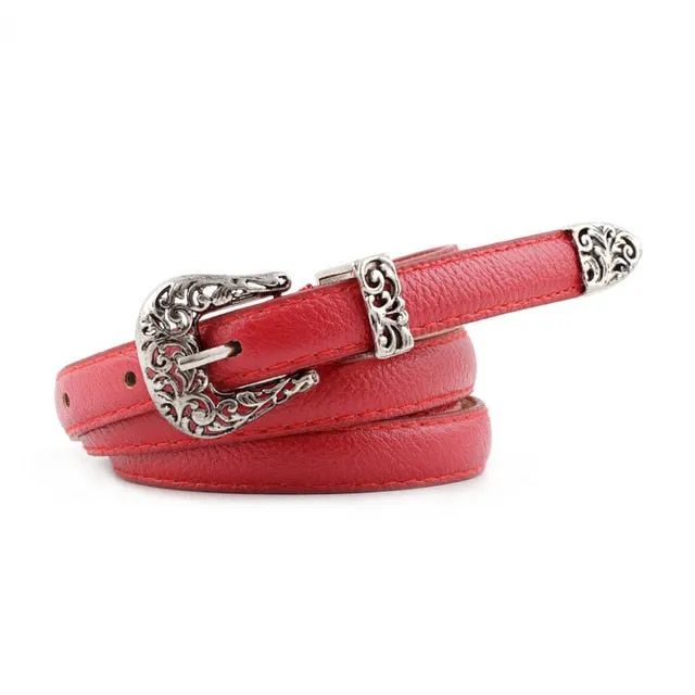 Black Leather Belt Women Metal Heart Buckle Waist Belt Vintage Western Carved Ladies Belt Waistband cinturon mujer