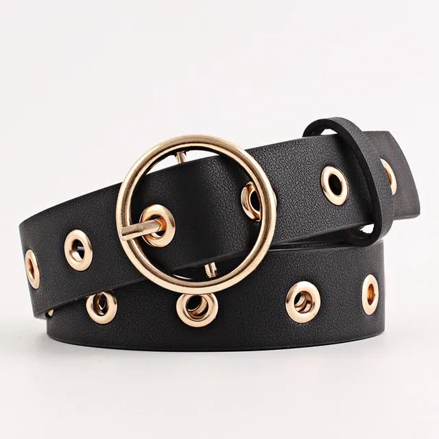 Black Leather Belt Women Metal Heart Buckle Waist Belt Vintage Western Carved Ladies Belt Waistband cinturon mujer