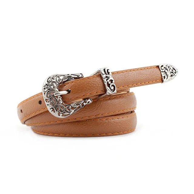 Black Leather Belt Women Metal Heart Buckle Waist Belt Vintage Western Carved Ladies Belt Waistband cinturon mujer