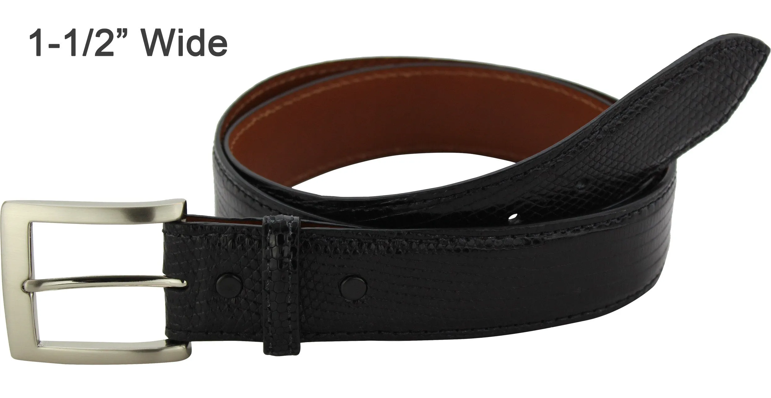 Black Lizard Skin Designer Full Grain Leather Belt **Made To Order Allow 5 To 6 Weeks To Ship