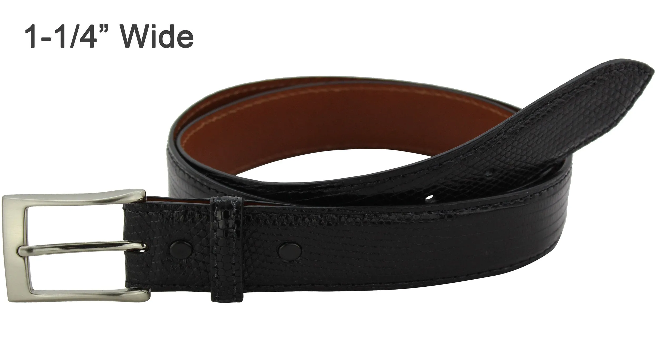 Black Lizard Skin Designer Full Grain Leather Belt **Made To Order Allow 5 To 6 Weeks To Ship