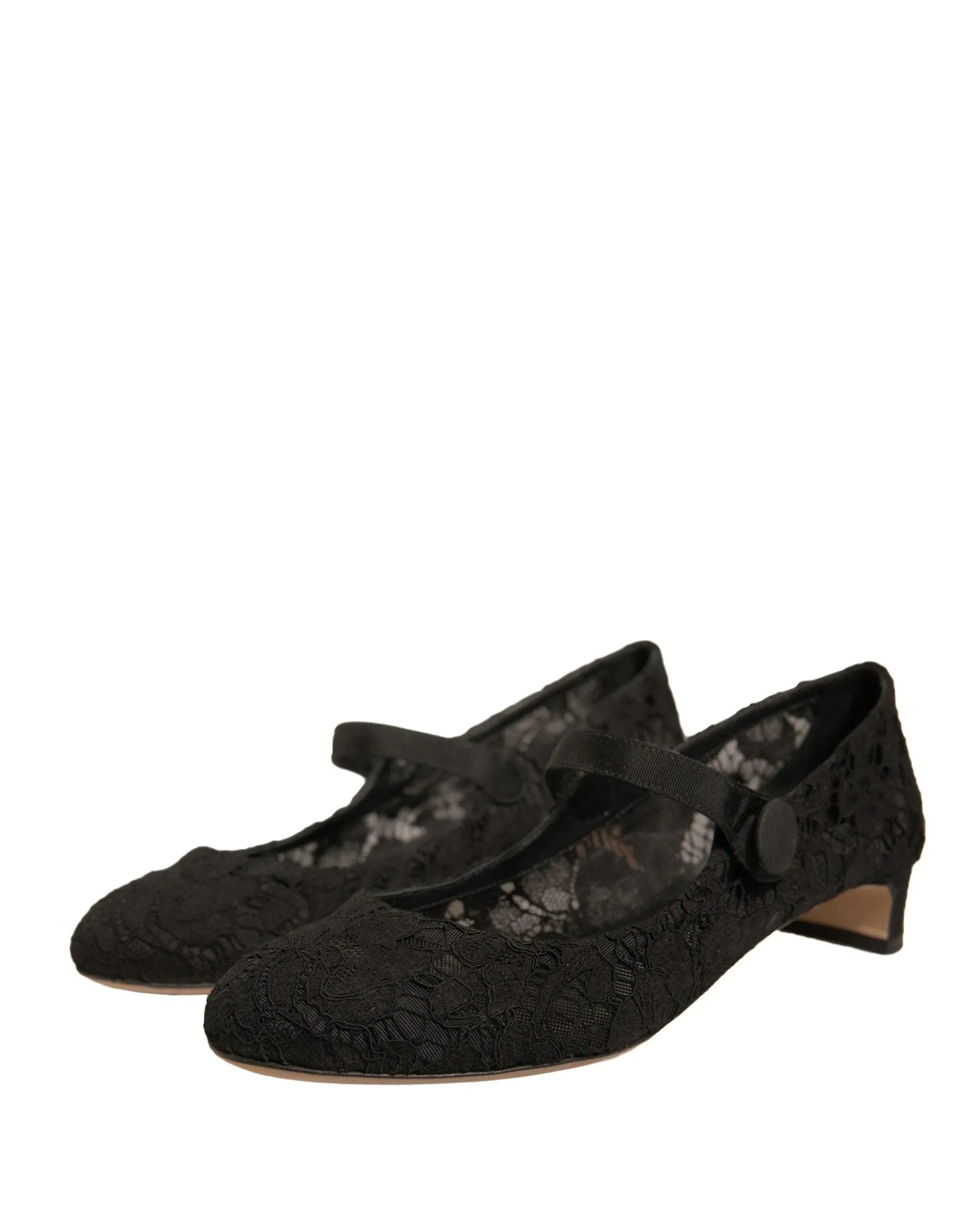 Black Mary Jane Taormina Lace Pumps Shoes
