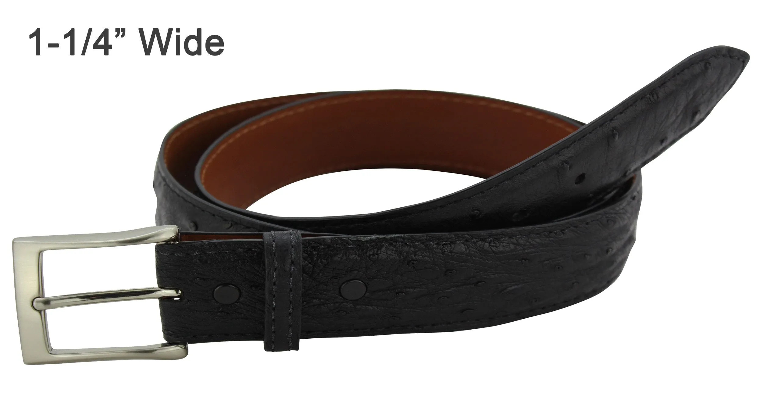 Black Ostrich Designer Full Grain Leather Belt **Made To Order Allow 5 To 6 Weeks To Ship