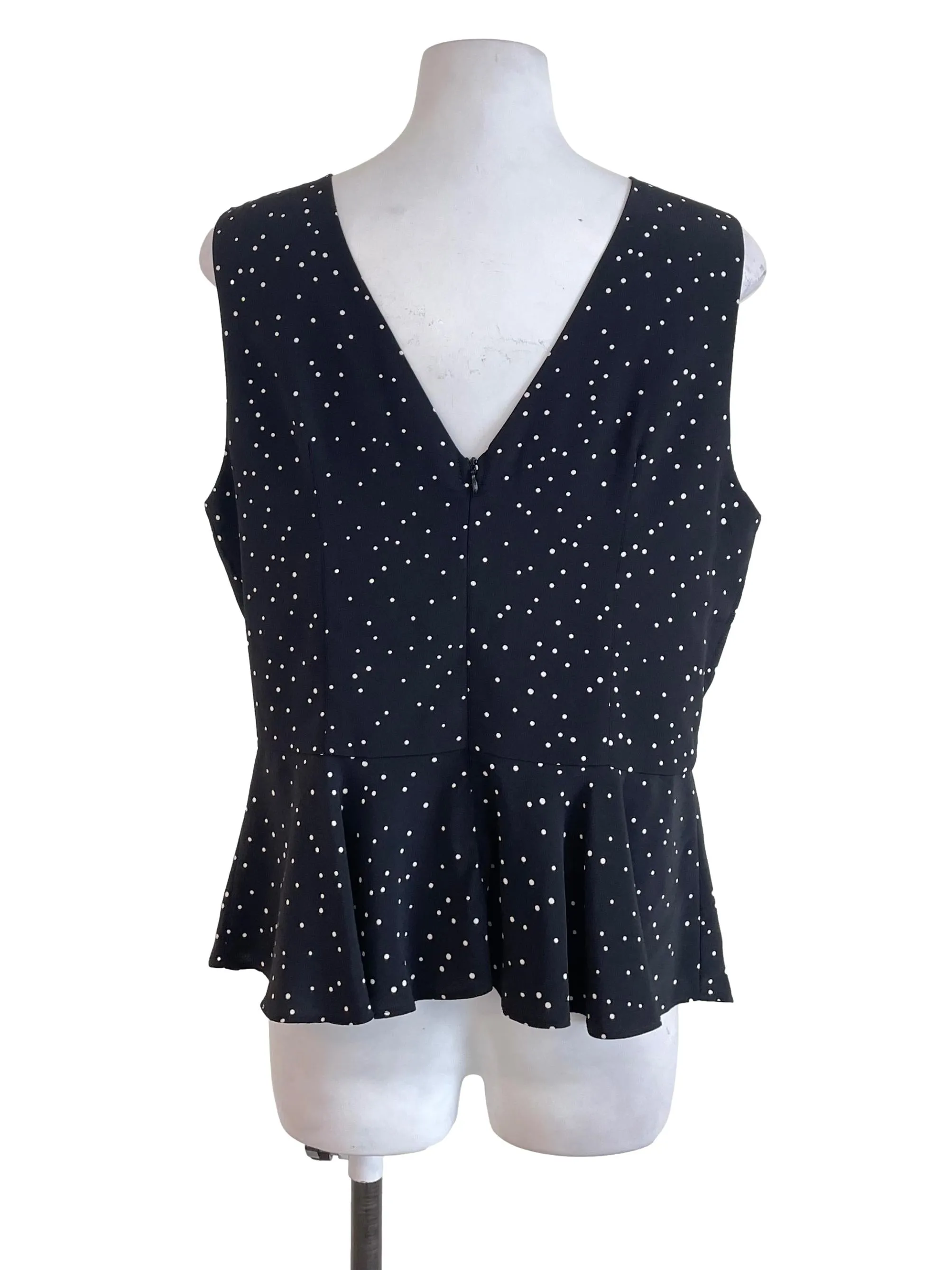 Black Polka Dots Peplum Sweetheart Top