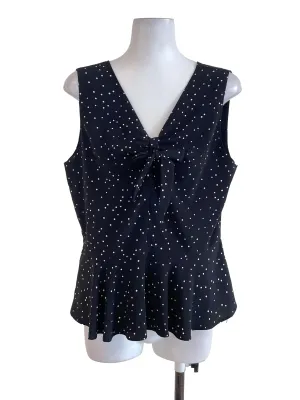 Black Polka Dots Peplum Sweetheart Top