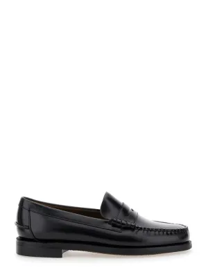 Black Pull-On Loafers In Leather