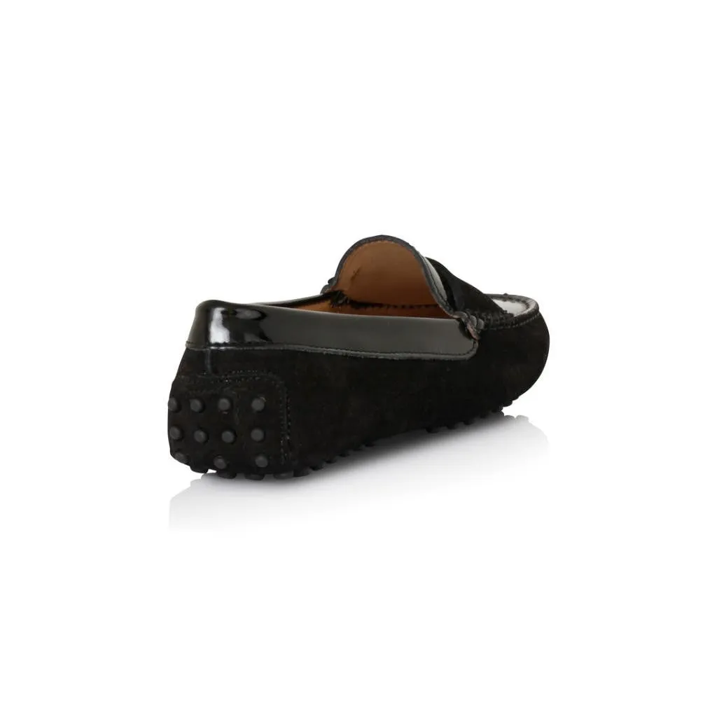 Black Suede with Patent Leather Accents