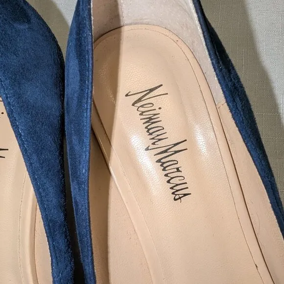 Blue Suede Kitten Heels by Neiman Marcus Size 8.5