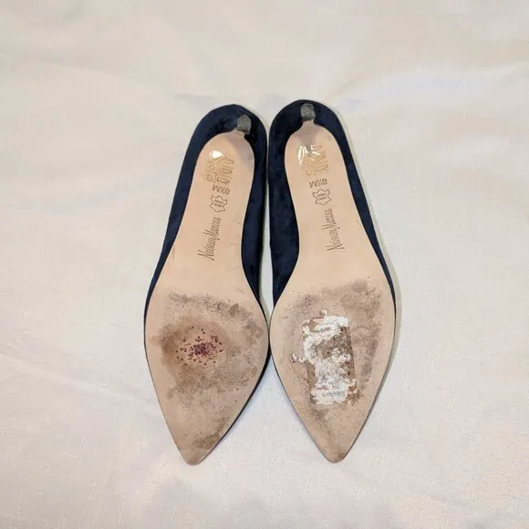 Blue Suede Kitten Heels by Neiman Marcus Size 8.5