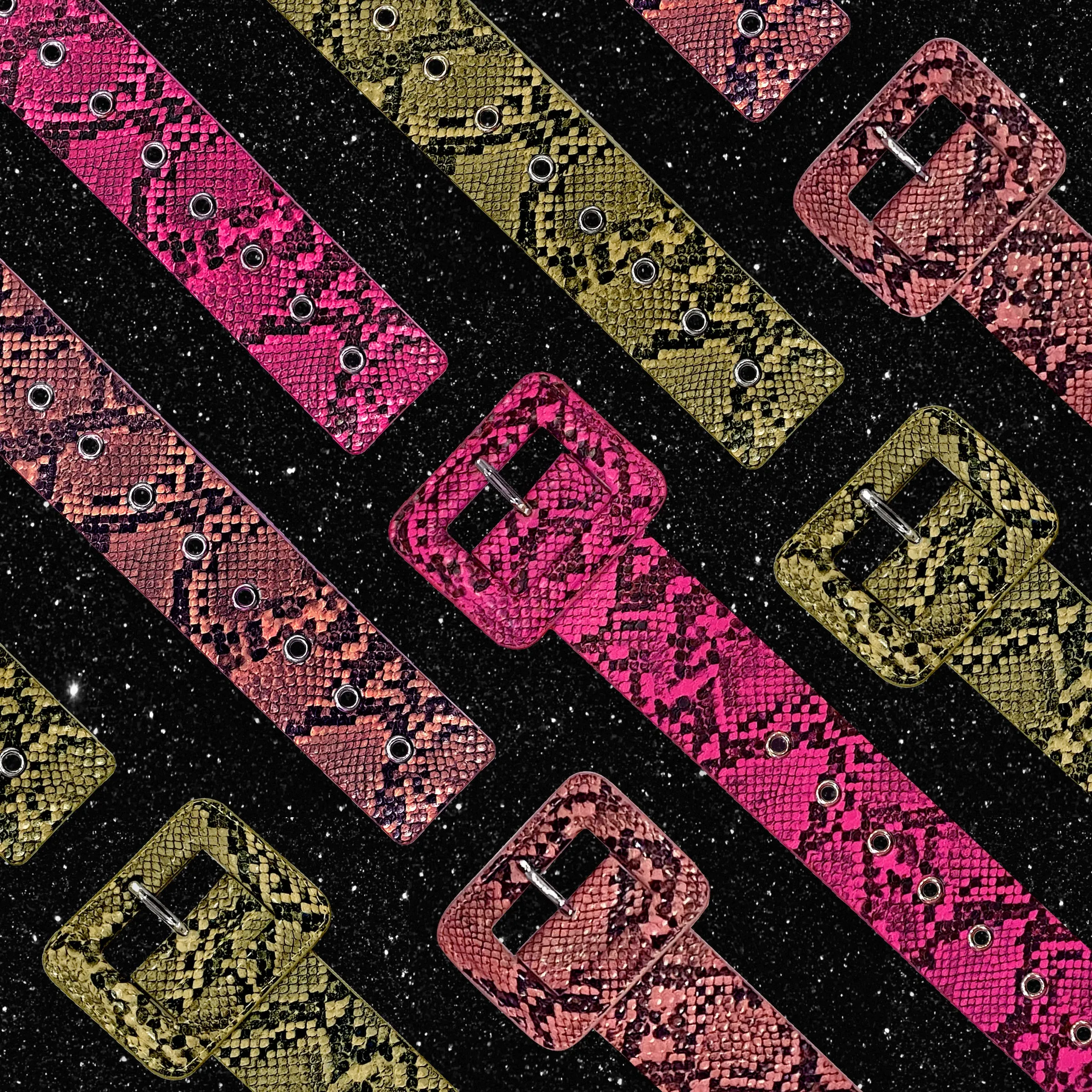 Body Positive Colorful Snakeskin Belt
