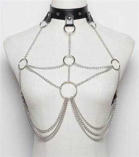 Bondage Harness chain bra