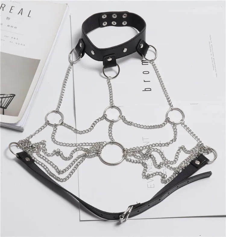 Bondage Harness chain bra
