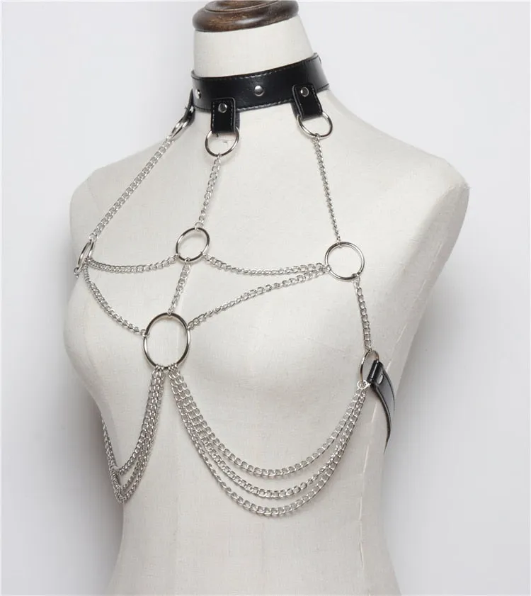 Bondage Harness chain bra