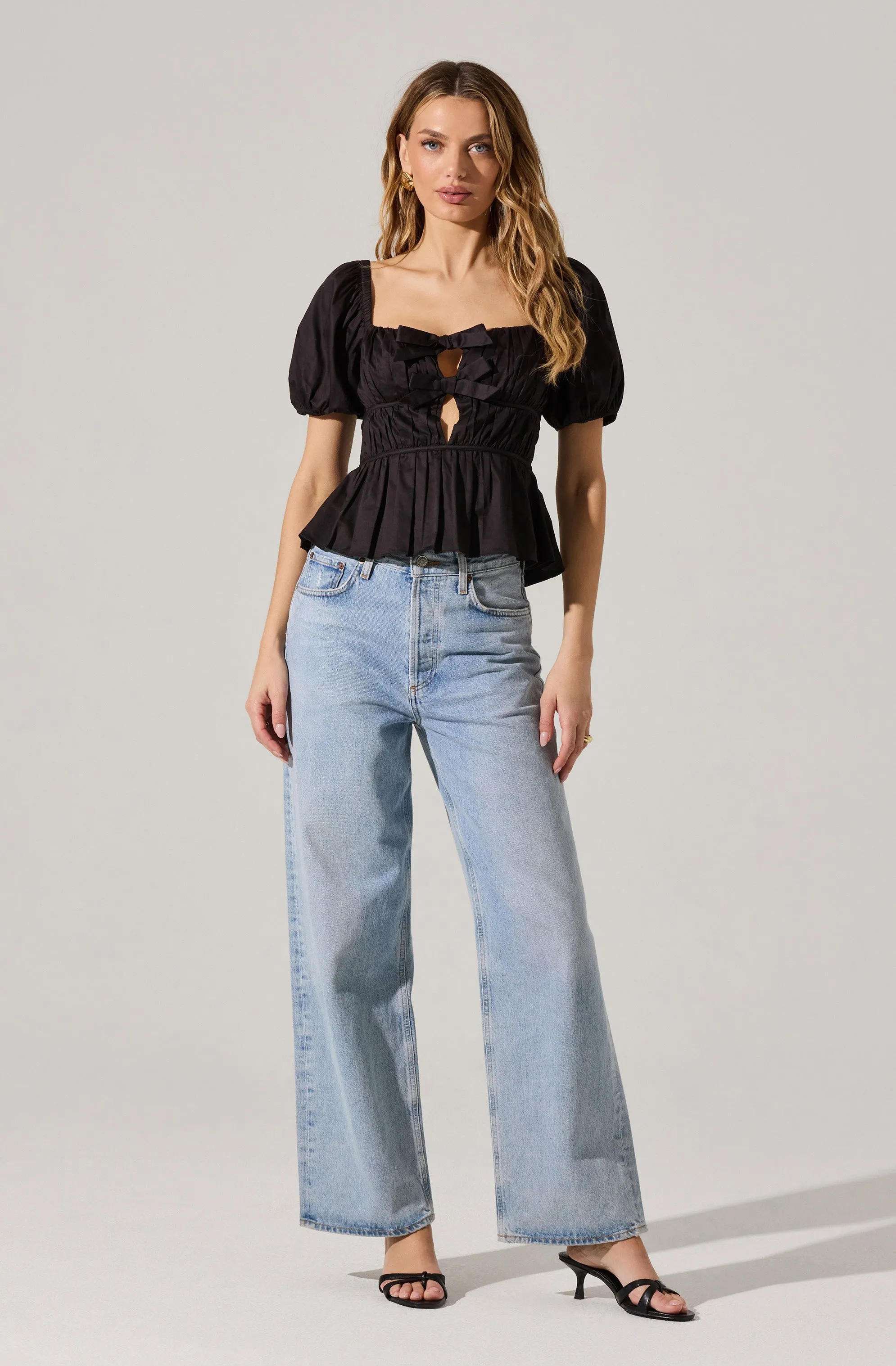 Bow Front Peplum Top