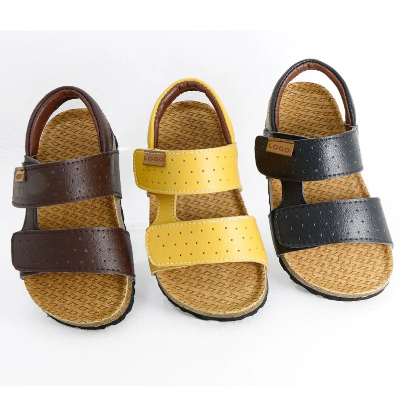Boys Summer PU Leather EVA Outsole Corks Casual Sandals - Yellow, Brown, Black