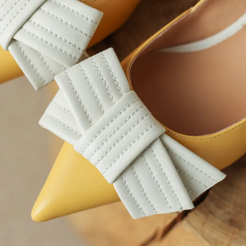 Brea Yellow Pointed Toe Kitten Heel Pumps