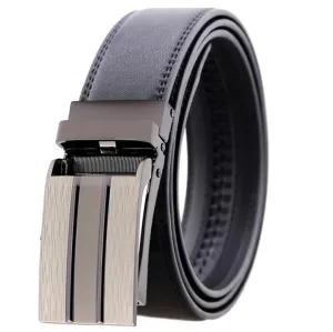 Brown Belt Silver Brown Buckle Mens Adjustable Ratchet Slide Buckle Belt - Genuine Leather Automatic