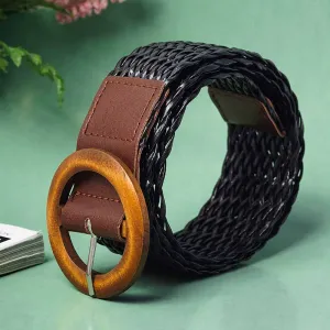Brown Buckled Black Mesh Belt