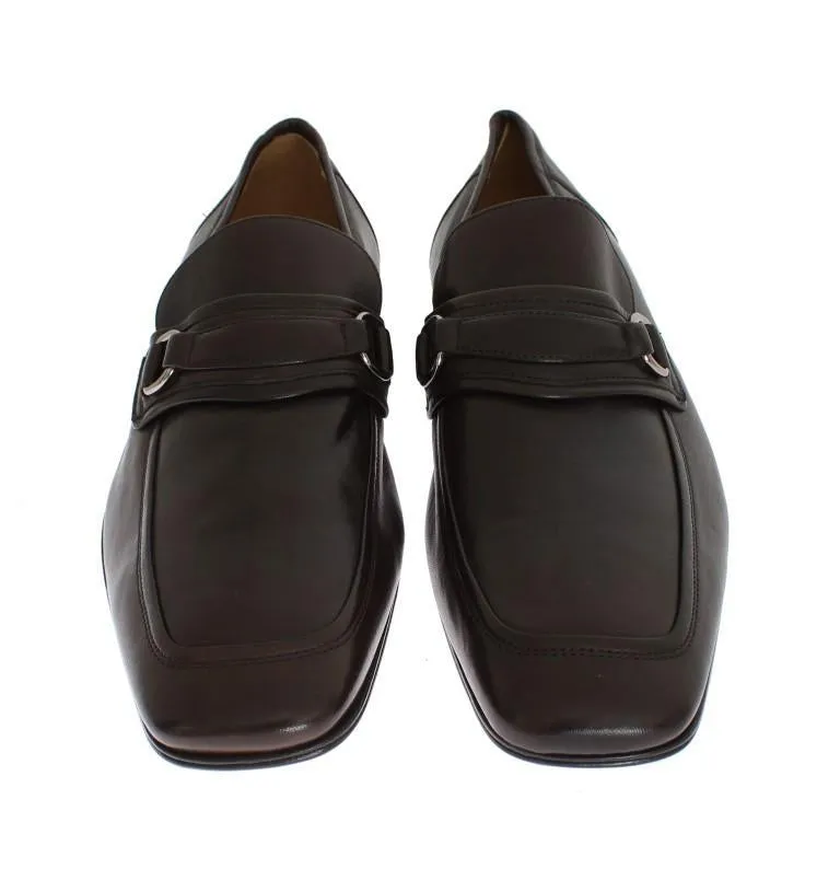 Brown Leather Formal Loafers Shoes