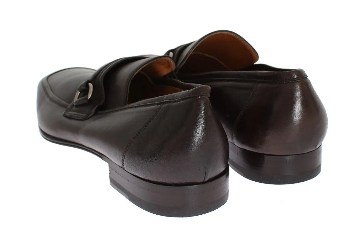 Brown Leather Formal Loafers Shoes