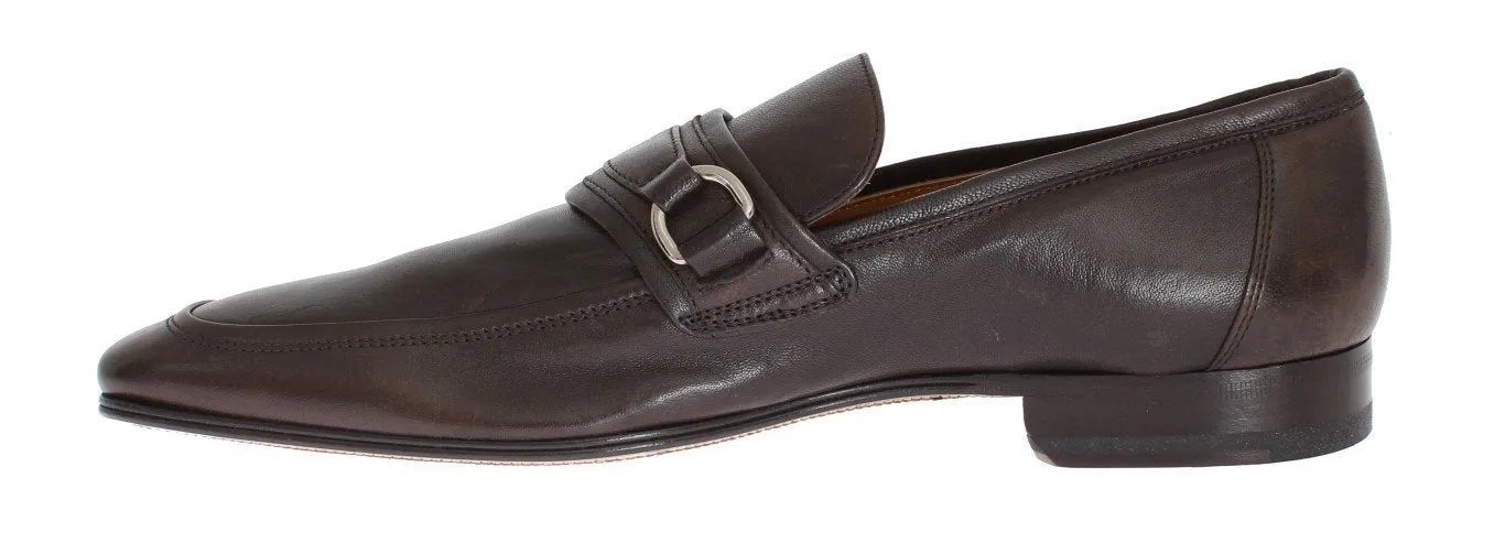 Brown Leather Formal Loafers Shoes