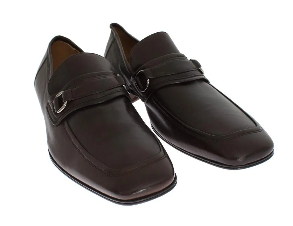 Brown Leather Formal Loafers Shoes