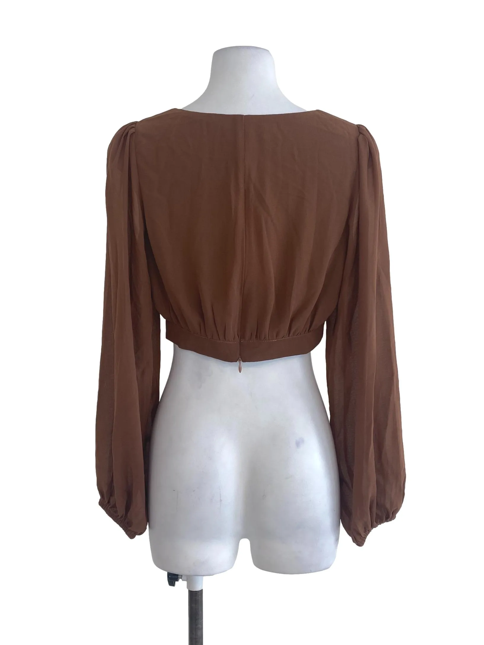 Brown Long Sleeve Blouse